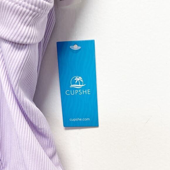 Cupshe Women's Lilac Purple Ribbed Cutout Design One Piece Swimsuit Size Large - Picture 5 of 7